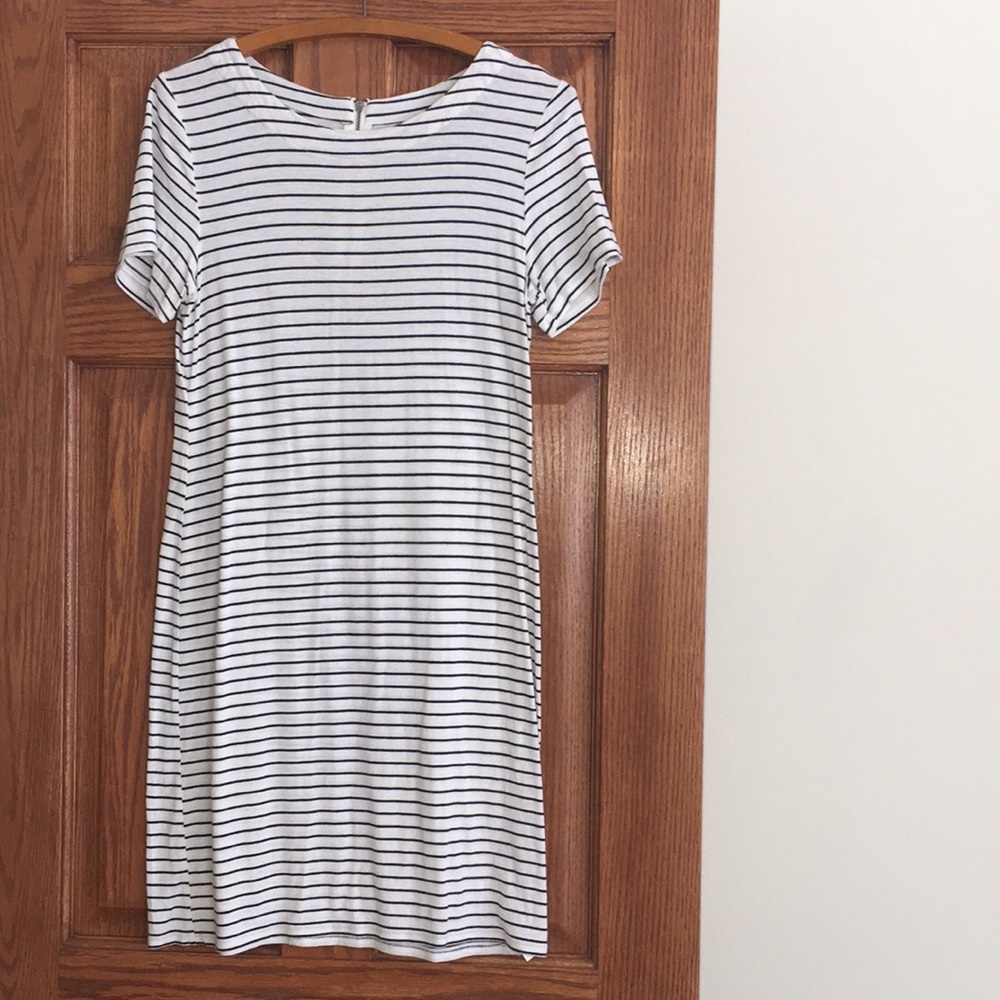 Black and white striped dress
